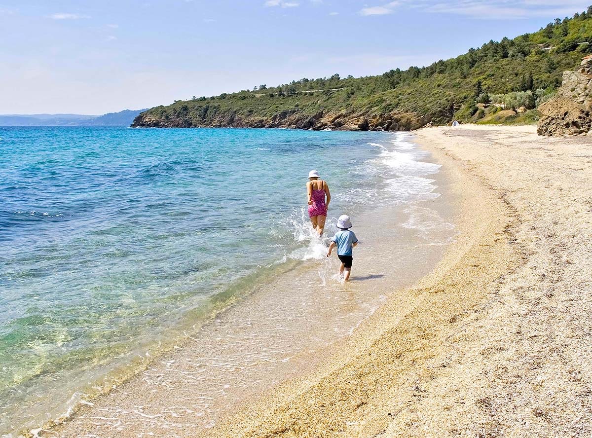 Walking and swimming during summer in Greece